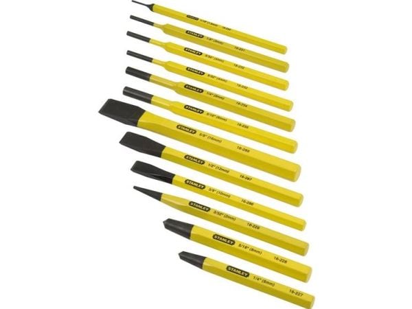 Stanley 4-18-299, Spademeisel, Kromvanadiumstål, Sort, Gult, 220 mm, 1 kg