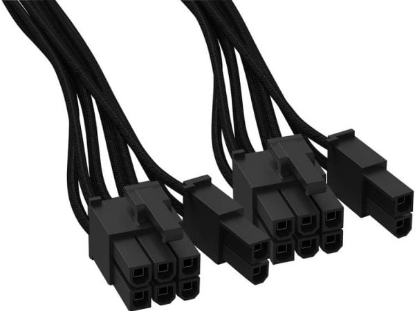 BeQuiet Computer, Strøm Kabel [2x ATX-stik 8-pol. (6+2) - 1x 12 PIN-stik (strømforsyning) ] 0.60 m Sort