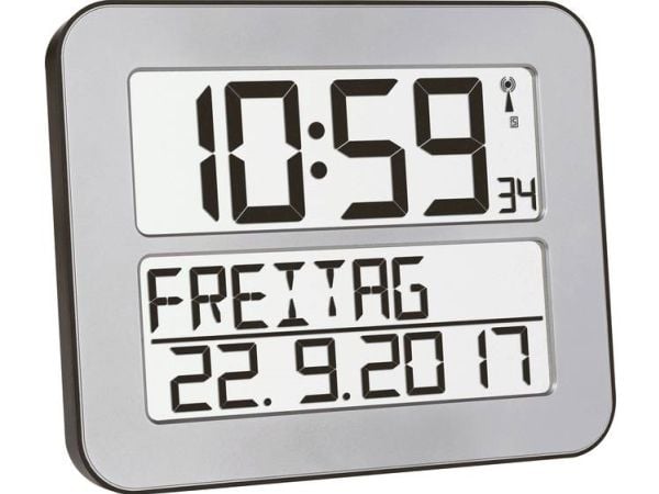 TFA Time Line Max - Alarmklokke - elektronisk - skrivebord, veggmonterbar - sølv