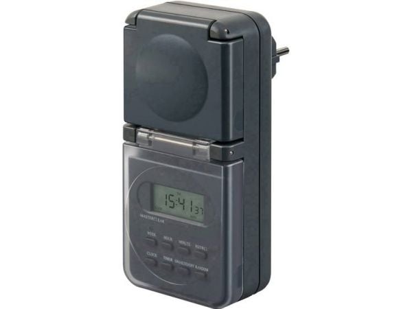 Brennenstuhl 1506706, Viikkoajastin, Harmaa, Digitaalinen, LCD, Painikkeet, IP44