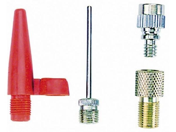 Fischer cykel 85618 adapterset för luftpump  i metall röd