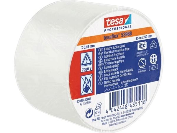 tesa 53988-00064-00 isolasjonstape 53988 hvit (L x B) 25 m x 50 mm, 1 stk (53988-00064-00)