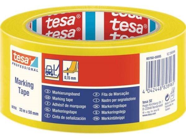 Tesaflex 60760 PV1 - Markeringstape - 50 mm x 33 m - PVC - sort, gul