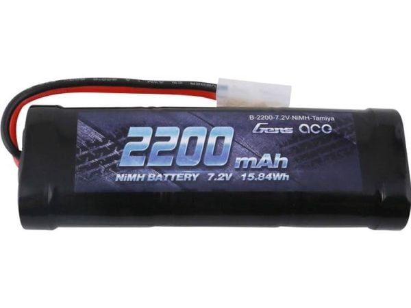 Gens ace B-2200-7.2V-NIMH-TAMIYA, Batteri, Sort