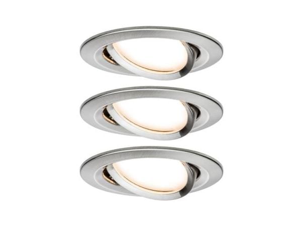 Paulmann 934.47, Innsunket spotlight, 3 ampuller, LED, 2700 K, 650 lm, Metallisk