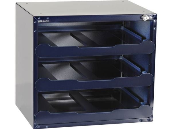 raaco SafeBox 80, Frittstående safe, Blå, Nøkkel, Stål, 3 hyller, 451 mm
