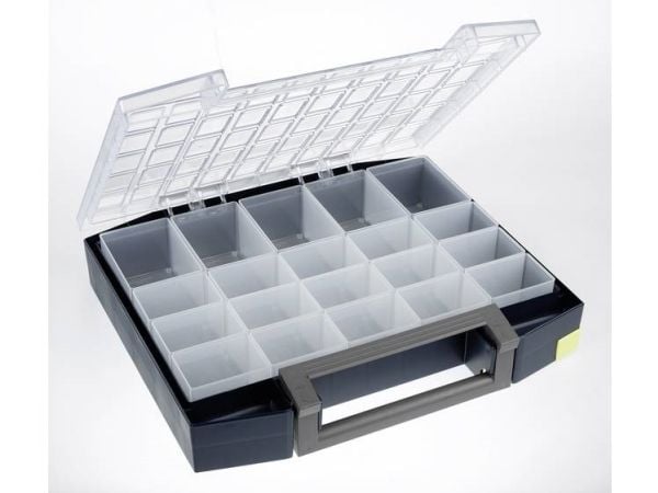 raaco Boxxser 80, Verktøy boks, Polykarbonat (PC), Polypropylen, Blå, Gjennomsiktig, 15 kg, Hengsel, 421 mm