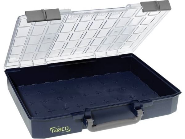 raaco CarryLite 80, Verktøy boks, Polykarbonat (PC), Polypropylen, Blå, Gjennomsiktig, 13 kg, Hengsel, 413 mm