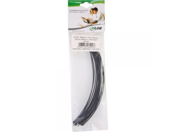 InLine 00870A, Kutistesukka, Musta, 20 cm, 1 mm, 20 kpl, 0,5 mm