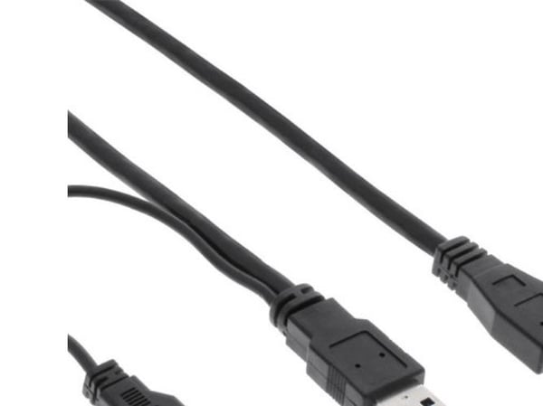InLine 35415Y, 1,5 m, Micro-USB B, 2 x USB A, USB 3.2 Gen 1 (3.1 Gen 1), Hane/Hane, Svart