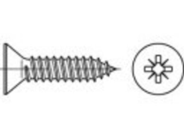 TOOLCRAFT forsænket kryssspor skrue Philips rustfritt stål A2 22 mm 500 stk