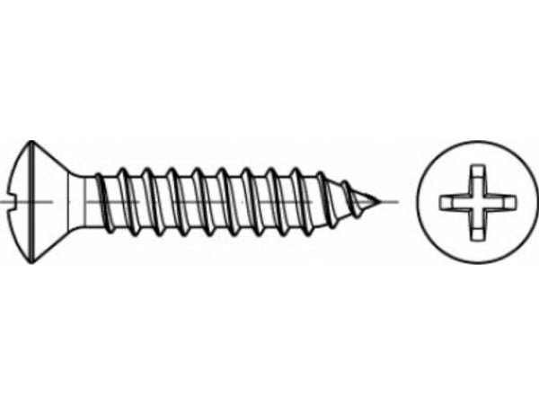TOOLCRAFT TO-5377707 Upotetut linssinpääruuvit 16 mm Ristikkäisleikkaus Philips ISO 7051 Ruostumaton teräs A2 500 kpl
