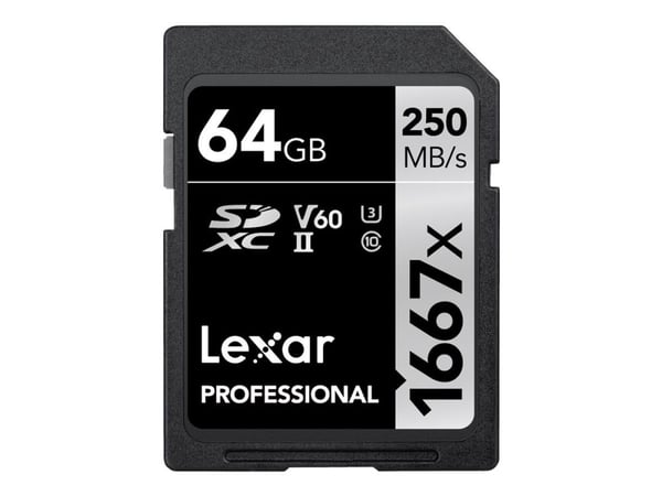 Lexar Professional - Flash-minneskort - 64 GB - Video Class V60 / UHS-II U3 / Class10 - 1667x - SDXC UHS-II