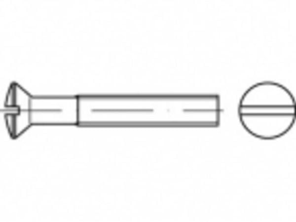 TOOLCRAFT TO-5453070 försänkta spårskruvar M8 25 mm, spår, mässing, förnickel-/galvaniserte Chrom-Optik, 100 st
