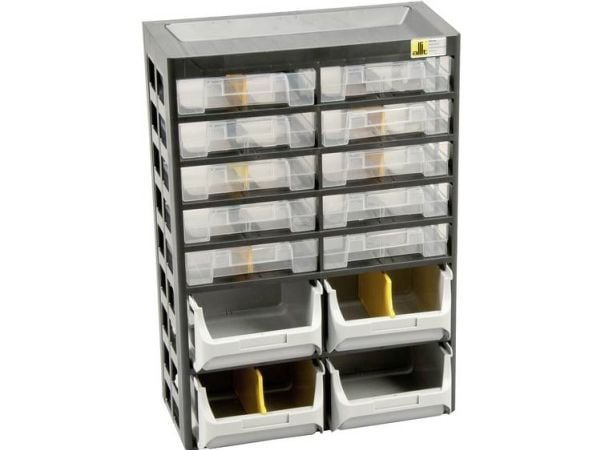 Allit 458140 Lagermagasin VarioPlus Basic D 21 (B x K x T) 305 x 435 x 170 mm Sort, Grå, Gul 1 stk