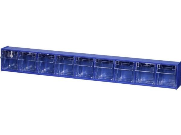 Allit 464450 vikbar kasse-/magasin VarioPlus ProFlip 9 (B x H x D) 600 x 77 x 65 mm Blå, Transparent 1 st