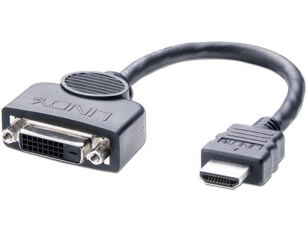 Lindy 41227, 0,2 m, DVI-D, HDMI, Hunstik - Hanstik, Sort