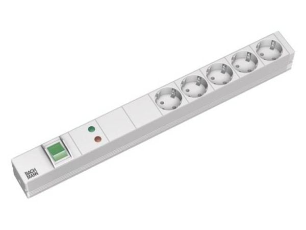 Bachmann 5x Schuko, 2m, 2 m, Tyyppi F, Muovi, Harmaa, Muovi, 5 AC-pistorasia(a)