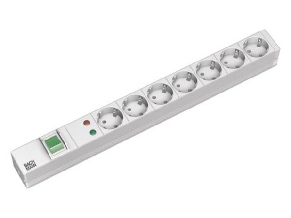 Bachmann 7x Schuko, 2m, 2 m, Tyyppi F, Muovi, Harmaa, Muovi, 7 AC-pistorasia(a)