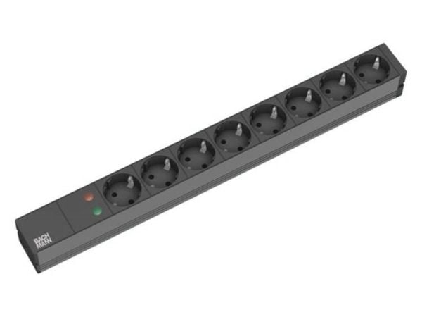Bachmann IT PDU Basic - pistorasia (rack-versio) - AC 230 V - tulo: CEE 7/7 - lähtöliittimet: 8 (CEE 7/3) - 1U - 19" - 2 m johto - musta - musta