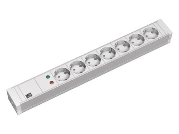 Bachmann 7x Schuko, 2m, 2 m, Tyyppi F, Muovi, Harmaa, Muovi, 7 AC-pistorasia(a)