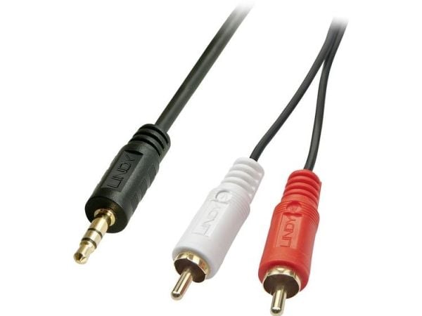 Lindy 35682, 2 x RCA, Hankjønn, 3.5mm, Hankjønn, 3 m, Svart