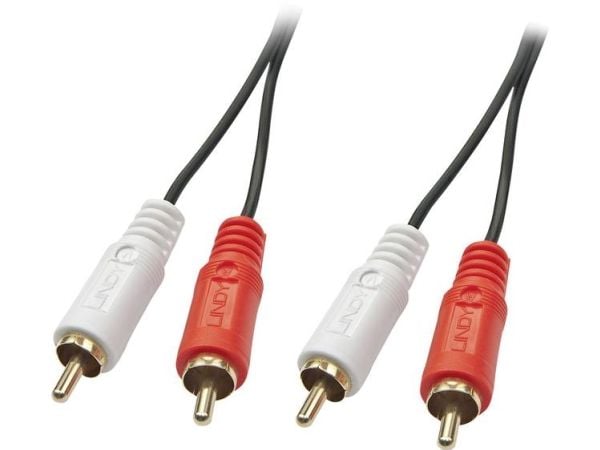 Lindy 35662, 2 x RCA, Uros, 2 x RCA, Uros, 3 m, Musta, Punainen, Valkoinen