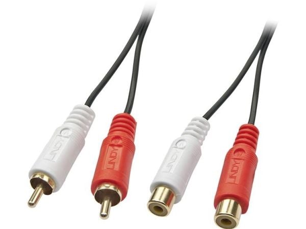 Lindy 35671, 2 x RCA, Hankjønn, 2 x RCA, Hunkjønn, 2 m, Svart, Rød, Hvit