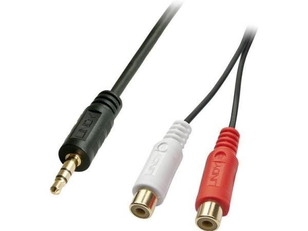 Lindy 35678, 2 x RCA, Hankjønn, 3.5mm, Hunkjønn, 0,25 m, Svart, Rød, Hvit