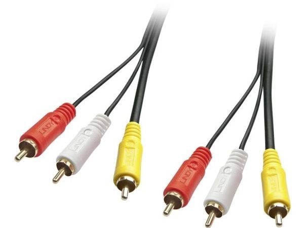 Lindy 35690, 3 x RCA, Hankjønn, 3 x RCA, Hankjønn, 1 m, Svart, Rød, Hvit, Gult