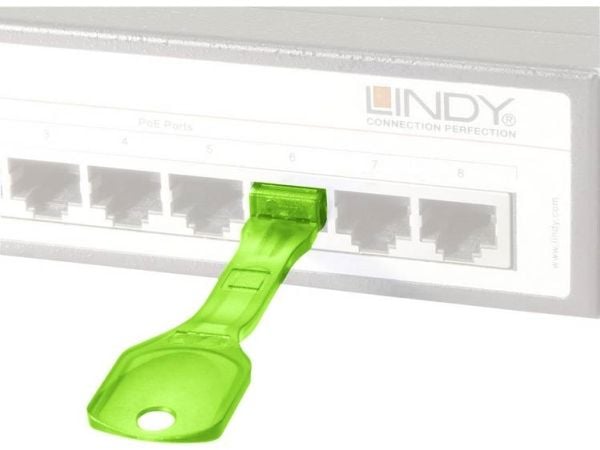 Lindy 40472, Portblokkering + nøkkel, RJ-45, Grønn, Akrylonitril-butadien-styren (ABS), Polybag, California Proposition 65
