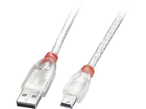 Lindy 41780, 0,2 m, USB A, Mini-USB B, USB 2.0, 0,48 Gbit/s, Läpinäkyvä