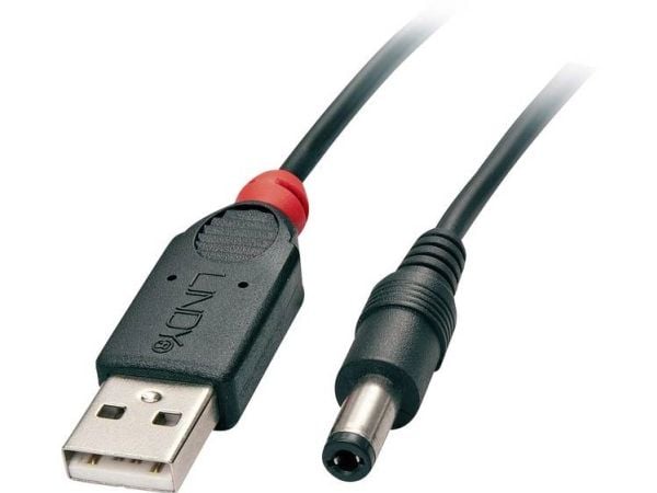Lindy 70268, 1,5 m, USB A, DC, USB 2.0, Hankjønn/hankjønn, Sort