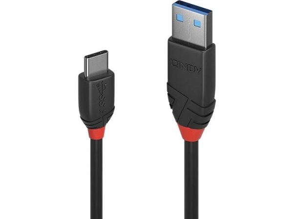 Lindy 36917, 1,5 m, USB A, USB C, USB 3.2 Gen 1 (3.1 Gen 1), 10 Gbit/s, Svart