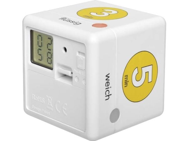 TFA Dostmann Cube Timer Äggklocka vit, gul digital