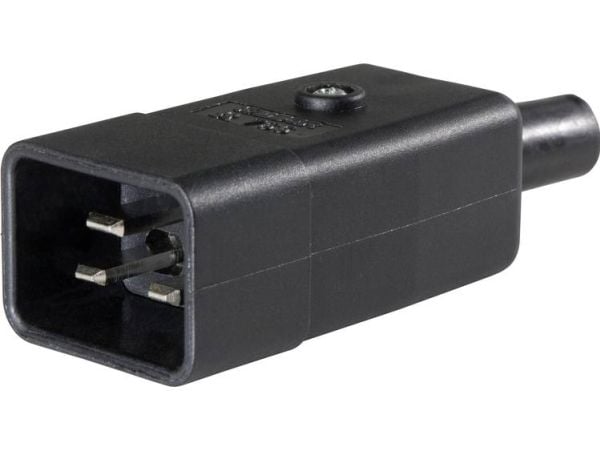 AS Schwabe 62084 IEC-støpsel, rett, samlet polantall: 2, 10 A, sort, 1 stk