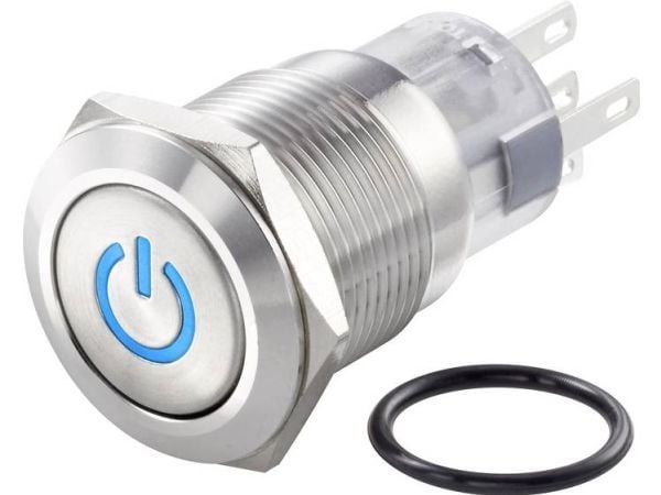Conrad TC-7494500 TC-LAS1-AGQ-11ZDT/B/12V/S Vandalsikker trykkbryter 250 V/AC 3 A 1 x av/på-låsing, Rustfritt stål, Rustfritt stål, 250 V, 3 A