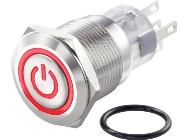 Conrad TC-7494524 TC-LAS1-AGQ-11ZET/R/12V/S Vandalsikker trykkbryter 250 V/AC 3 A 1 x av/på-låsing, Rustfritt stål, Rustfritt stål, 250 V