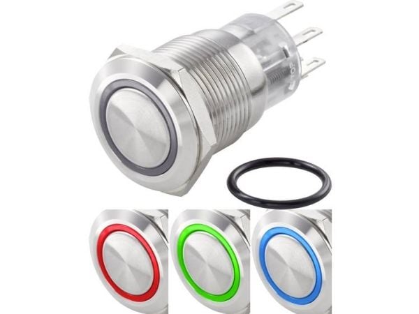 Conrad TC-LAS1-AGQ-11E/42RGB/Vandalismebeskyttet trykkbryter 250 V/AC 3 A 1 x, Rustfritt stål, Rustfritt stål, 250 V, 3 A