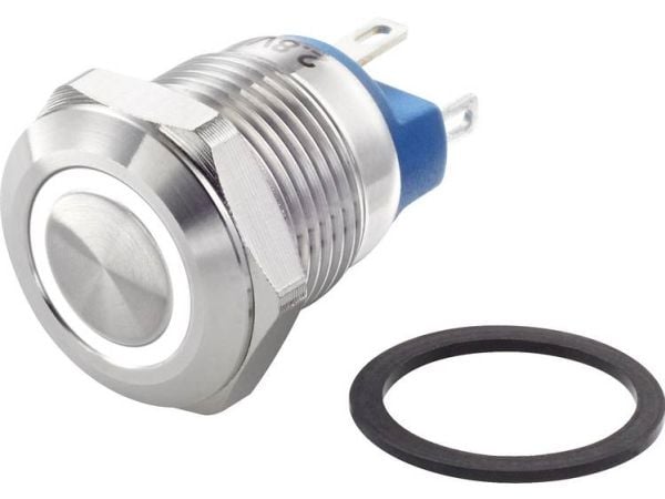 TRU COMPONENTS TC-7494664 TC-GQ12-AF-10E/J/W/12V/S Ilkivallankestävä painonappikytkin 48 V/DC 2 A 1 x Pois päältä/(Päälle) Hetkellinen valkoinen IP...