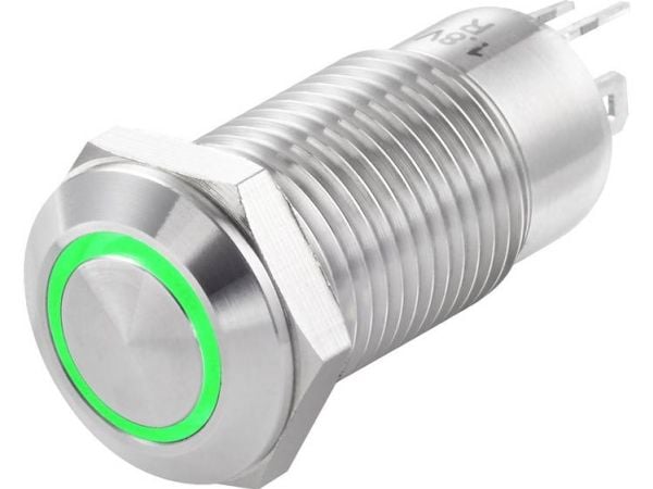 TRU COMPONENTS TC-7494676 TC-GQ12-CH-10ZE/J/G/12V/S Painike 36 V/DC 1 A 1 x Off/On Klikkaava vihreä IP40 1 kpl