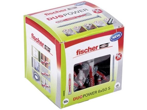 Fischer DUOPOWER 6 x 50 S LD, Ekspansjonsanker, Betong, Metall, Grå, 50 mm, 6 mm