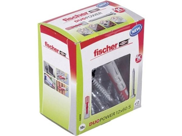 Fischer DUOPOWER 12 x 60 S LD, Ekspansjonsanker, Betong, Metall, Grå, 60 mm, 1,2 cm