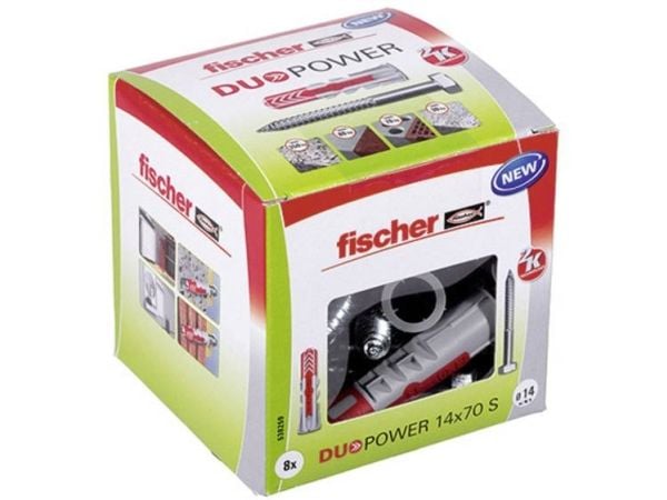Fischer DUOPOWER 14 x 70 S LD, Ekspansjonsanker, Betong, Metall, Grå, 70 mm, 1,4 cm