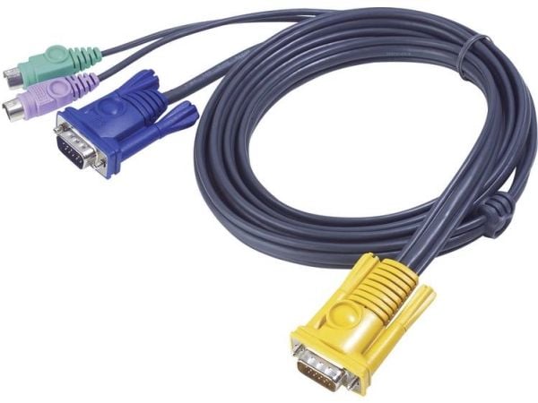 ATEN 2L-5206P - Tangentbords-/video-/muskabel - 15 stifts SPHD (hane) till 15 pin D-Sub (DB-15), PS/2 (hane) - 6 m