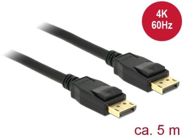 Delock - DisplayPort-kabel - DisplayPort (hann) til DisplayPort (hann) - 5 m - låst - svart