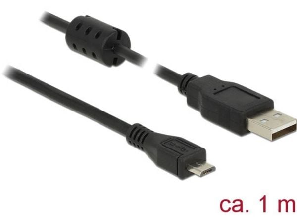 Delock - USB-kabel - USB (hann) til Micro-USB type B (hann) - USB 2.0 - 1 m - svart
