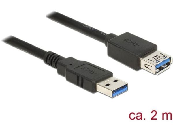 Delock Jatkokaapeli USB 3.0 - USB forlængerkabel - USB Type A (han) til USB Type A (hun) - USB 3.0 - 2 m - lajittelu