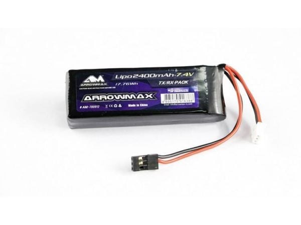 ArrowMax mottagarbatteri för modellbygge 7.4 V 2400 mAh Stick JR