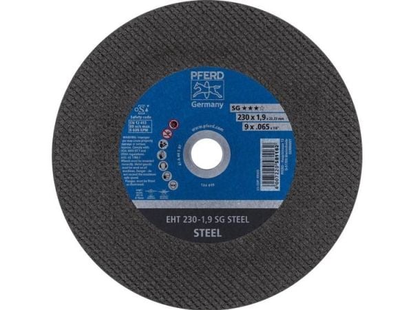 PFERD 61328131, 23 cm, 2,22 cm, 1,9 mm, 6600 RPM, 25 stykker